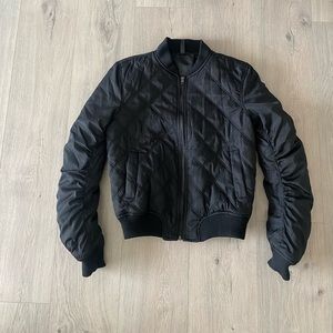Black puffer bomber jacket